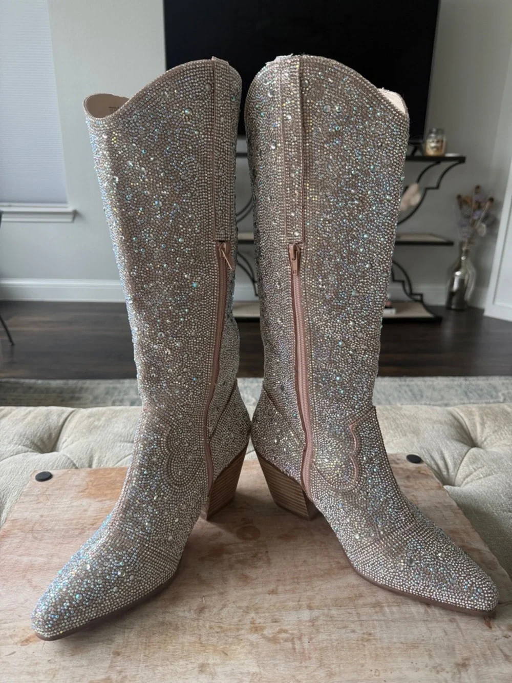 Matisse Iridescent Crystal-Embellished Boots